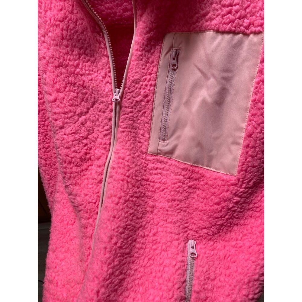 Crown &‎ Ivy Womens Pink Sherpa Fleece Jacket Size Medium With Zip Pockets Cozy - Picture 3 of 6